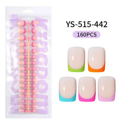 Nail Supplier Custom Wholesale 150PCS Press on French Nails Square Full Cover Wearable Colorful Press on Nails French Tip
