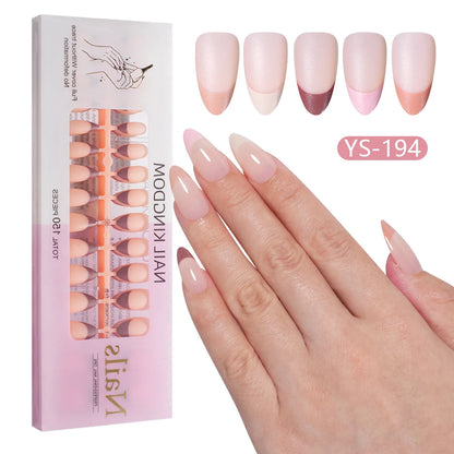 Wholesale Short Square Fake Nails 150pcs/Bag Full Cover Almond Coffin Press on Nails Art With Colorful French Tips