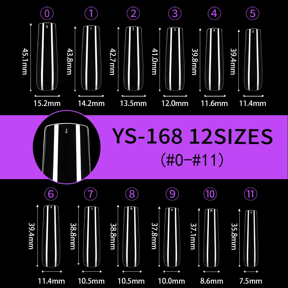 Private Label Full Cover Xxl Square Fake Nail Tips Extension Natural Transparent French Straight Tapered Square Nail Tips