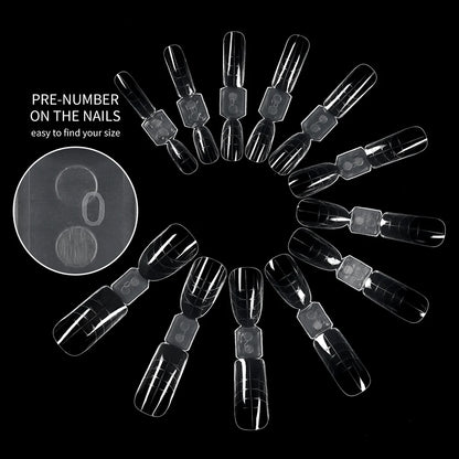 New Wholesale Private Label Quick Building Nail Molds 120Pcs Acrylic Extension Clear French Square Oval Plastic Nail Form