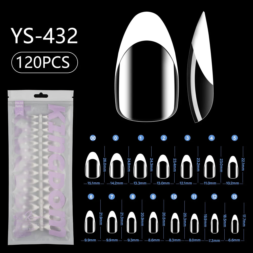 Nail Factory Wholesale 120pcs Full Cover French White Tip Nails Press on Clear Short Almond Stiletto French Tip Press on Nails