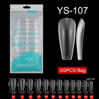 Wholesale 120pcs/bag Full Cover Manicure Clear Nail Tips Traceless Medium Stiletto Half Matte Acrylic Nail Tips for Nail Art