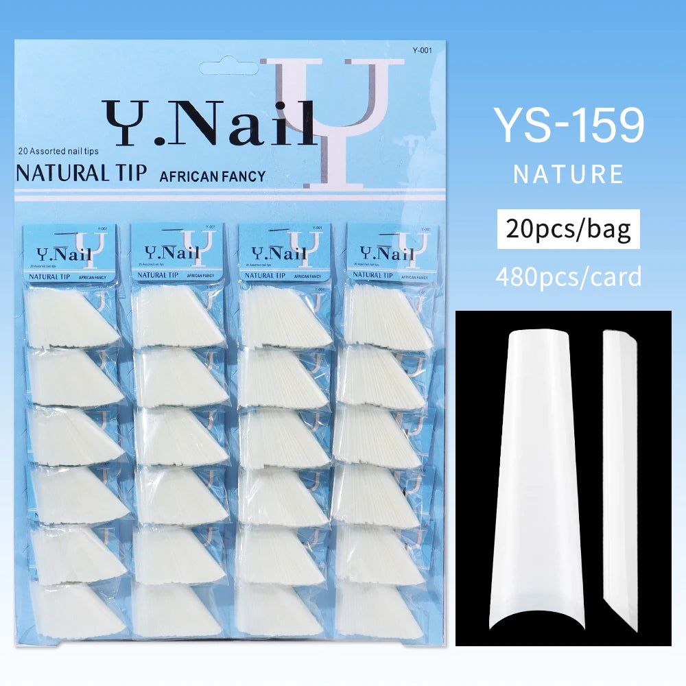 Nail Kingdom 480pcs 24Bags/Set Nail Tips Solid Color Clear Coffin/Square/Almond  Full Cover Nail Tips False Nail Wholesale