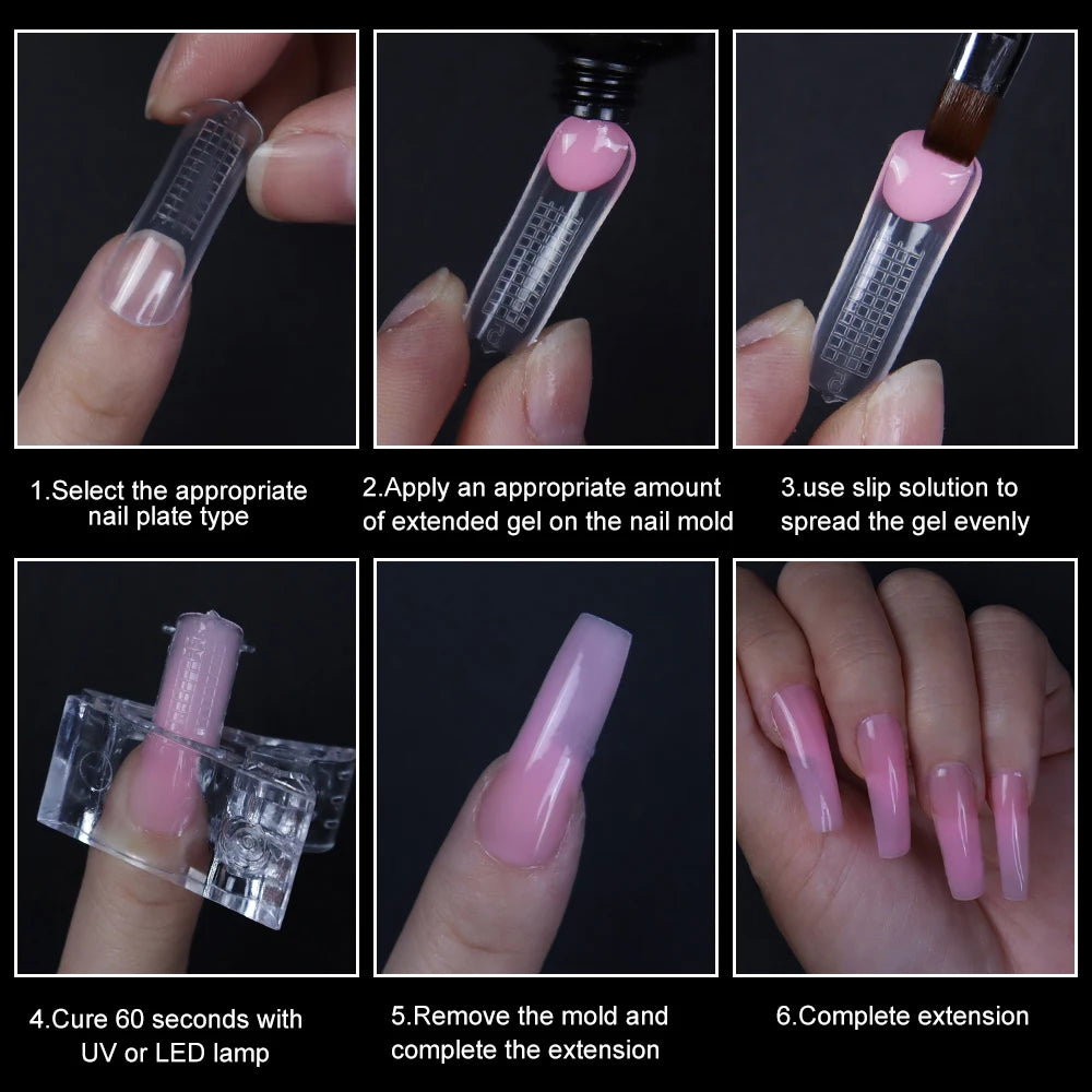 Wholesale 120pcs Russian Almond Dual Forms 26 Styles Quick Building Nail Model Extension Oval Stiletto Coffin Plastic Nail Forms