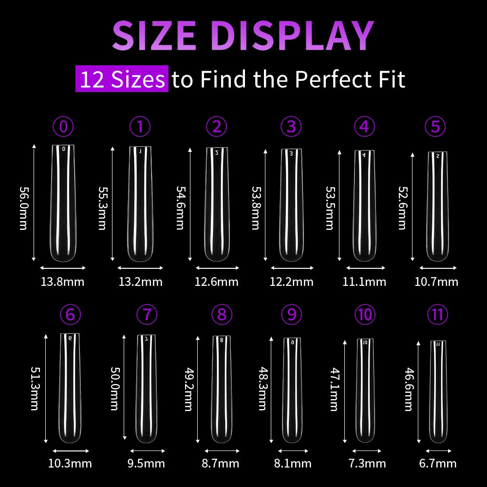 Wholesale Custom Logo XXXL False Square Nail Tips Thin Full Cover Extra Long 3XL Straight Square Nail Art Tips Salon