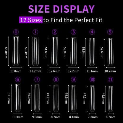 Wholesale Custom Logo XXXL False Square Nail Tips Thin Full Cover Extra Long 3XL Straight Square Nail Art Tips Salon