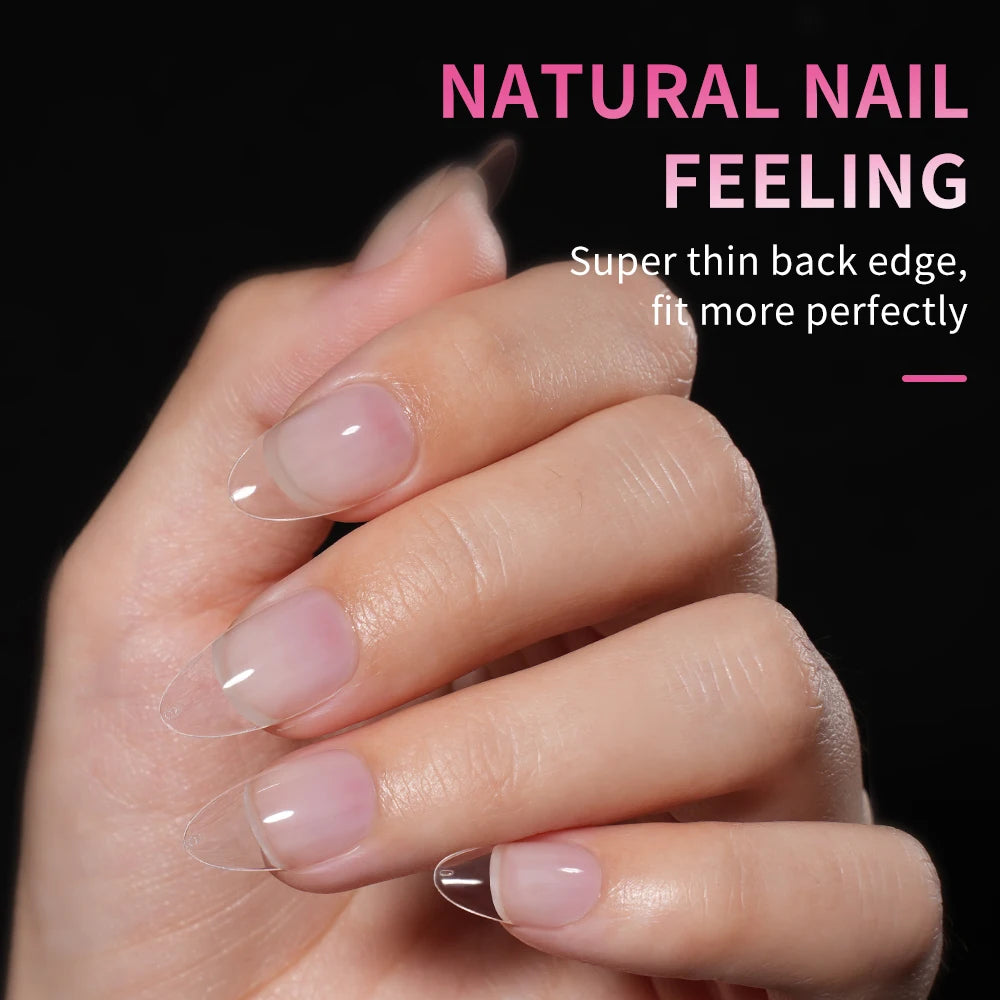 240/120Pcs Traceless False Nails Short Almond Artificial Half Matte Frosted Acrylic Almond Nail Tips for Nails Supplies Salon