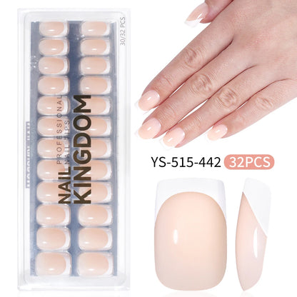 Wholesale Private Label 32pcs French False Nails Soft Gel X Nail Tips Full Cover Nude Pink Nails Press on French Tip