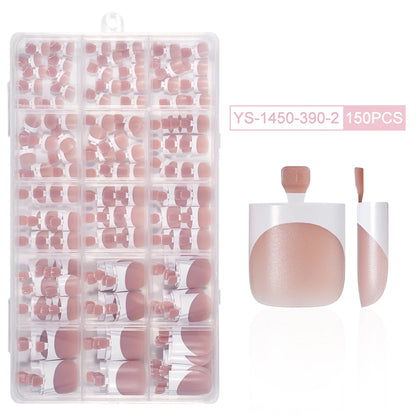 Custom 150pcs Press on Foot Nail Tips Artificial Fake Toenails Handmade Short Square French Soft Gel Press on Toe Nails