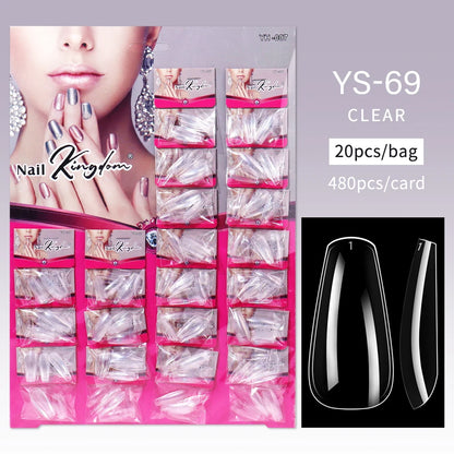 Nail Kingdom 480pcs 24Bags/Set Nail Tips Solid Color Clear Coffin/Square/Almond  Full Cover Nail Tips False Nail Wholesale
