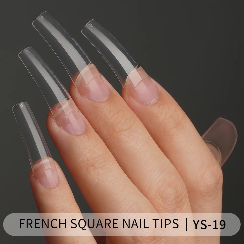 Tapered Square Nail Tips 500pcs/box XXXL French Ultra Thin Half Cover No C Curve Straight Soft Gel French Square Nail Tips
