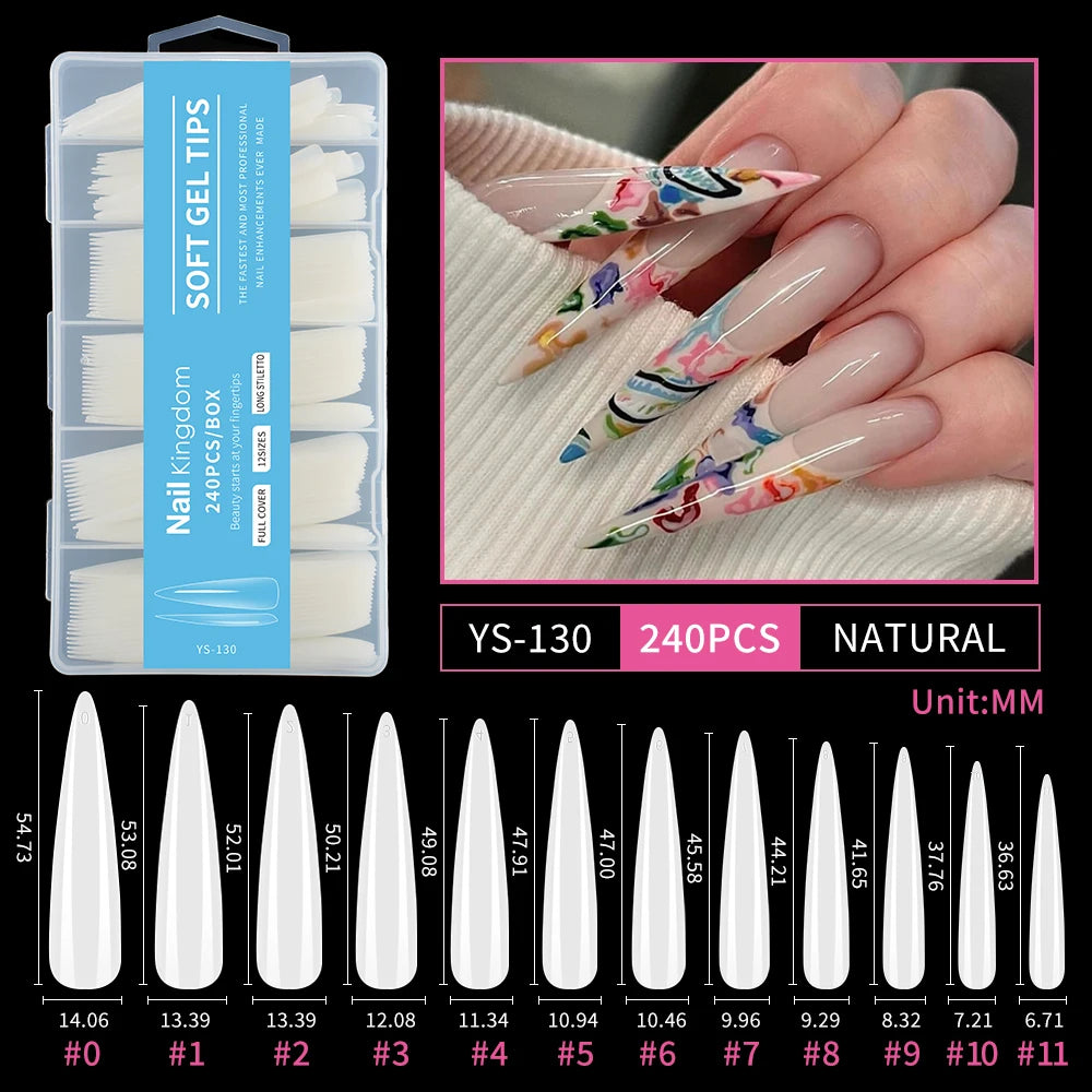 Wholesale Full Half Cover Long Stiletto Square Coffin Nails Tips Soft Gel Nail Extension Tips Nail Tips Non C Curve