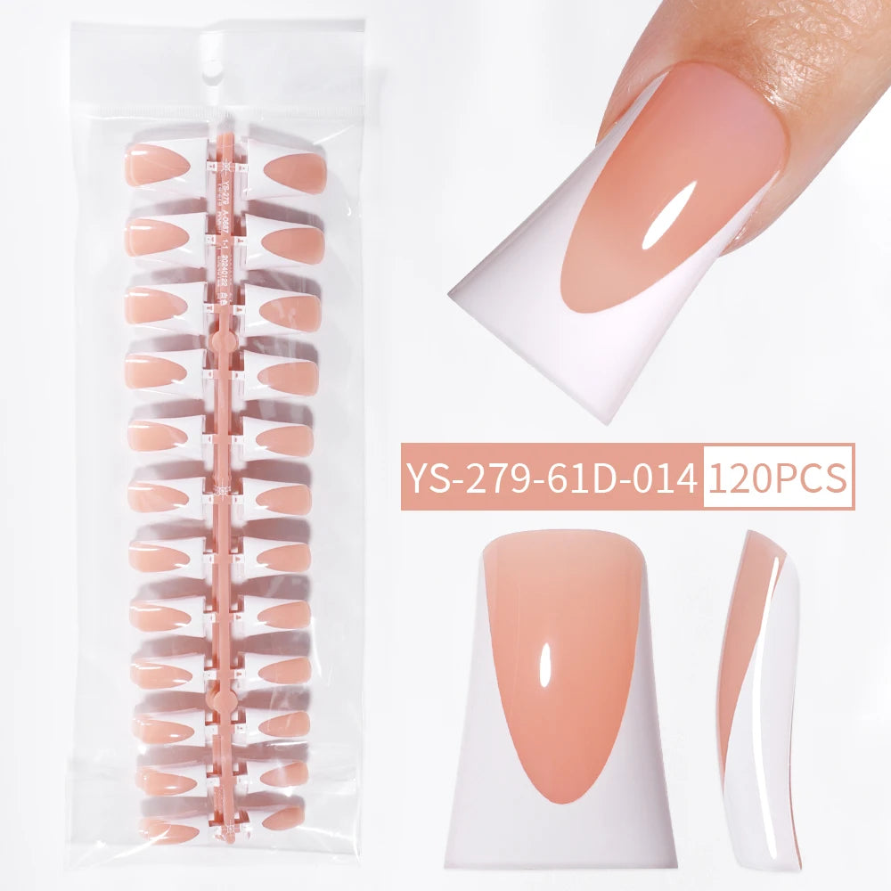 Wholesale OEM 120pcs Duck Nail French Tips White Full Cover Gel Handmade French Duck Nails Press on Nails