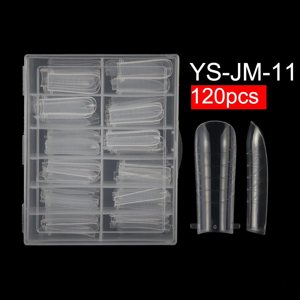 Wholesale 120pcs Russian Almond Dual Forms 26 Styles Quick Building Nail Model Extension Oval Stiletto Coffin Plastic Nail Forms