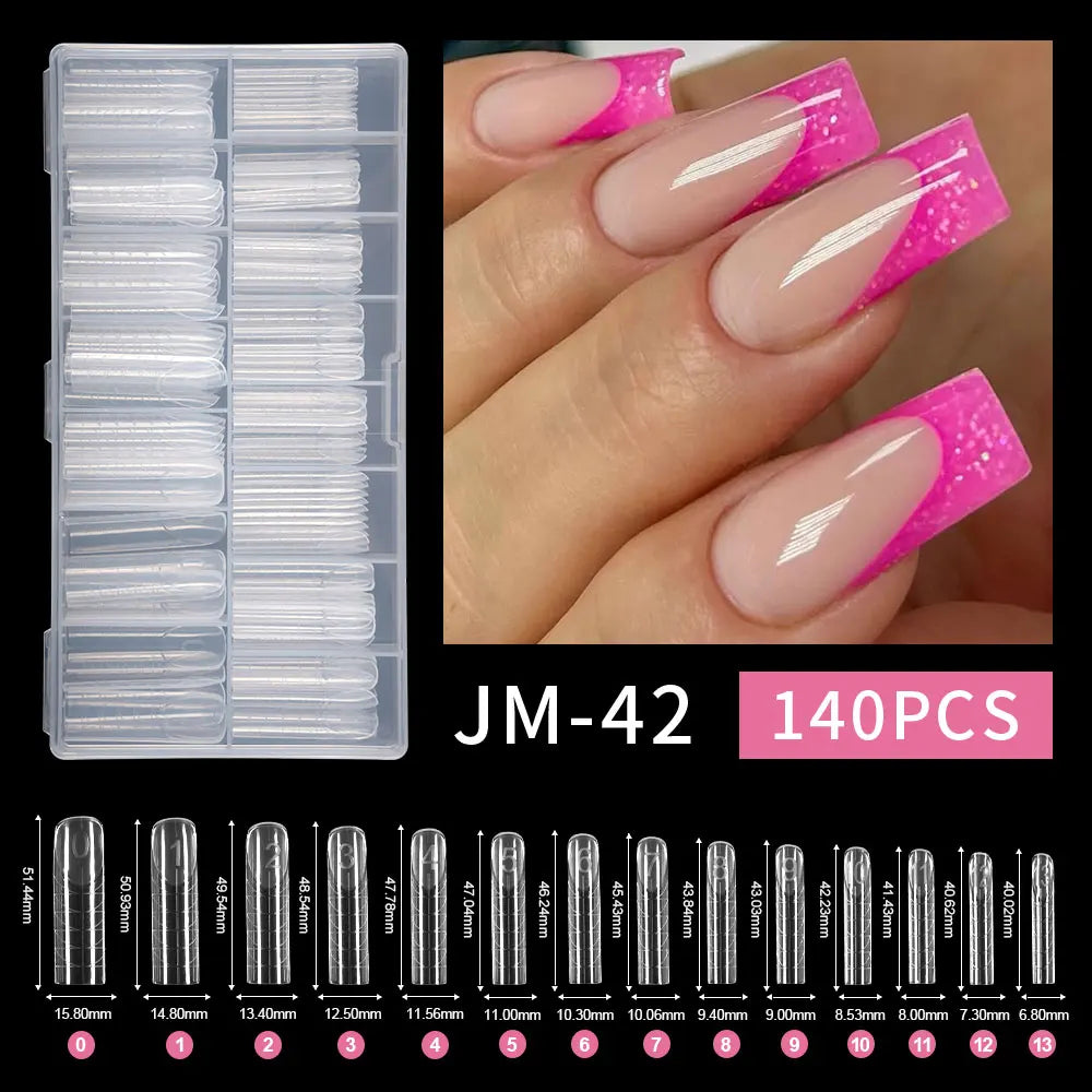 Private Label Russia Quick Building Nail Molds 140Pcs Acrylic Extension Form Tips Traceless Pink Plastic Dual Form Nail Tips