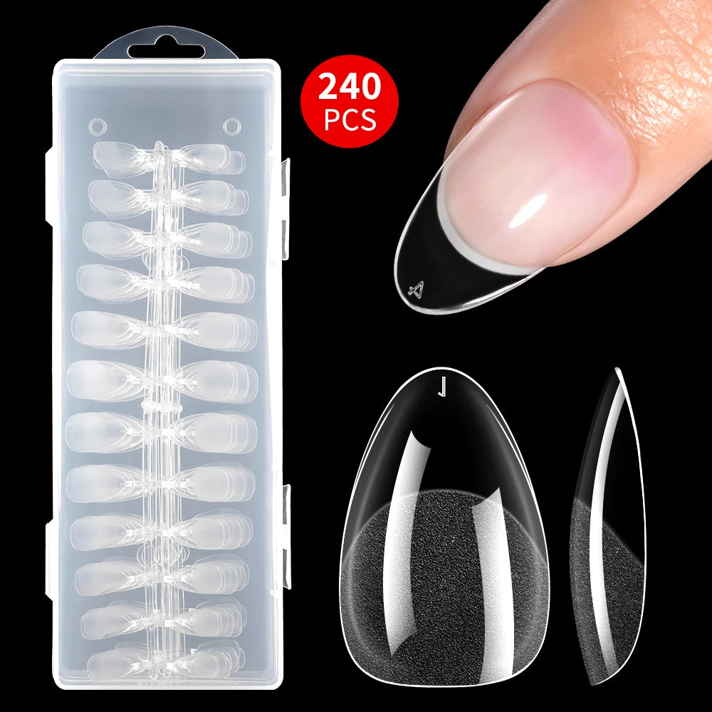240/120Pcs Traceless False Nails Short Almond Artificial Half Matte Frosted Acrylic Almond Nail Tips for Nails Supplies Salon