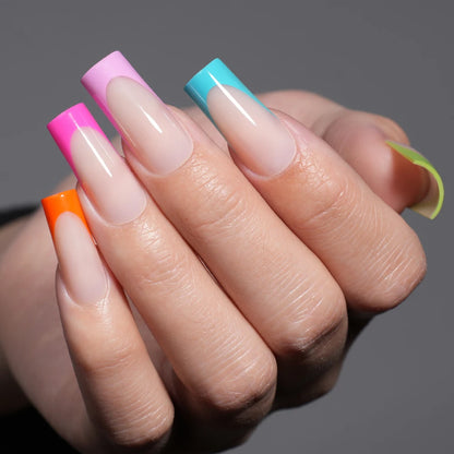 Nail Supplier Custom Wholesale 150PCS Press on French Nails Square Full Cover Wearable Colorful Press on Nails French Tip