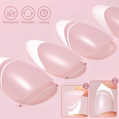 Factory Price 120pcs Full Cover French Handmade Gel Press on Nail Tips Wholesale Natural Nail Tips With Art Design