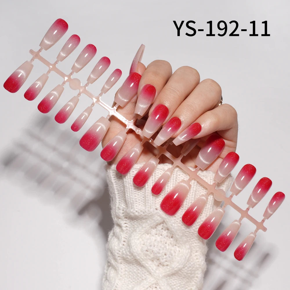 Wholesale New 30Pcs Glitter Luxury Handmade Crescent Cat Eye Nail Tips French Soft Gel Nail Art Kits False Press on Nails Set