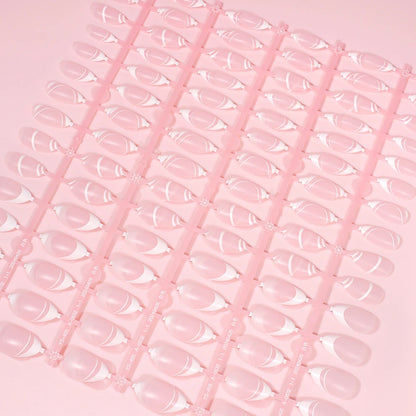 Factory Price 120pcs Full Cover French Handmade Gel Press on Nail Tips Wholesale Natural Nail Tips With Art Design