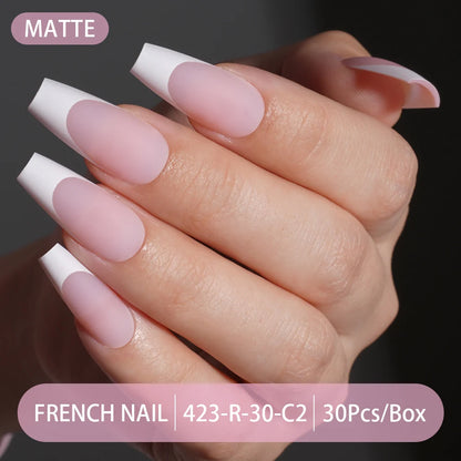 30pcs/box French Gel Nails Press on Nails