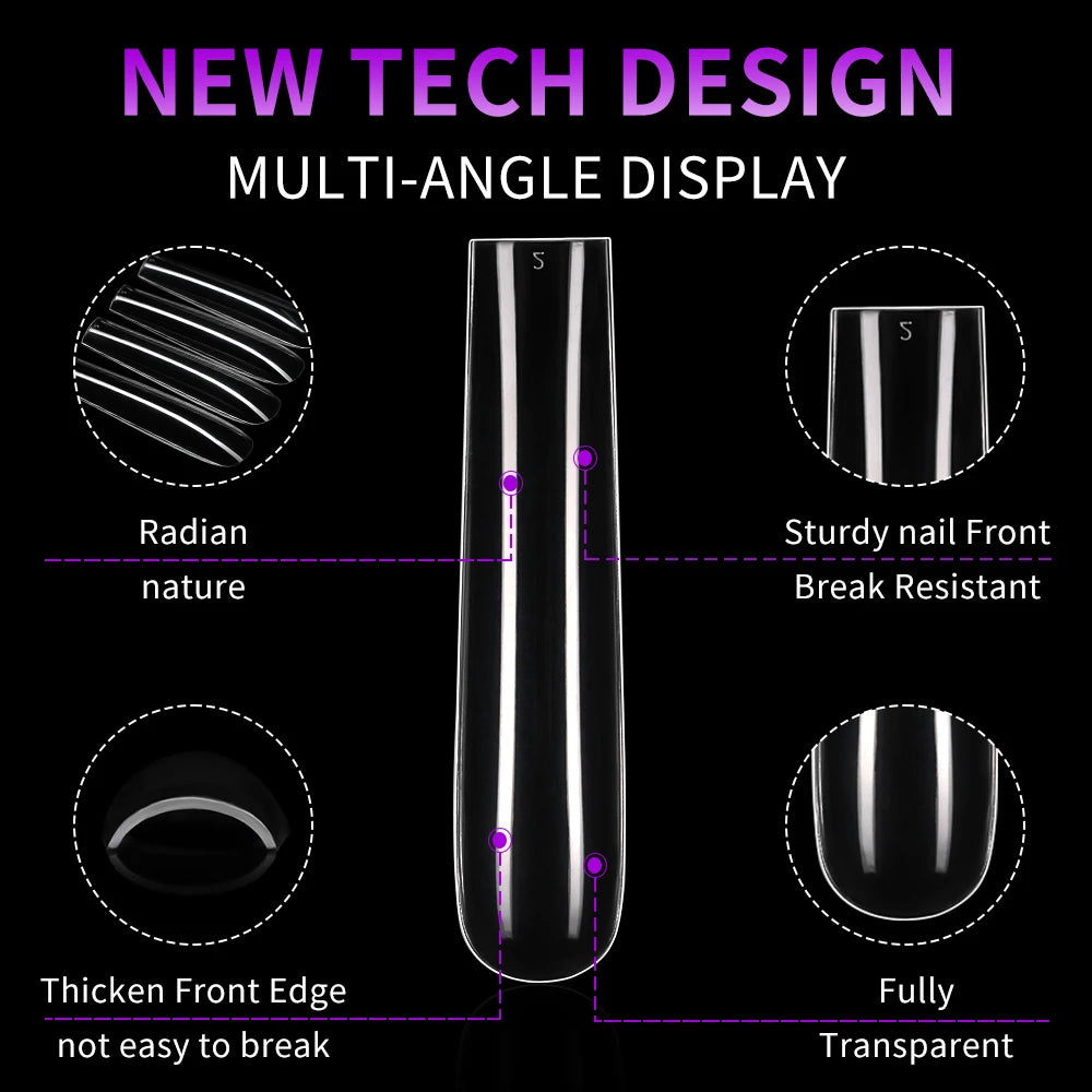Wholesale Custom Logo XXXL False Square Nail Tips Thin Full Cover Extra Long 3XL Straight Square Nail Art Tips Salon