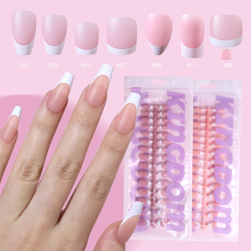 150pcs Wholesale Press on Gel Nails French White Black Tips Private Label Almond Square Coffin French Press on Nails Strip