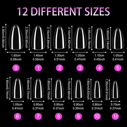 Wholesale 120/240Pcs Full Cover Almond False Nail Tips Supplies Clear Extra Short Almond Nail Tips