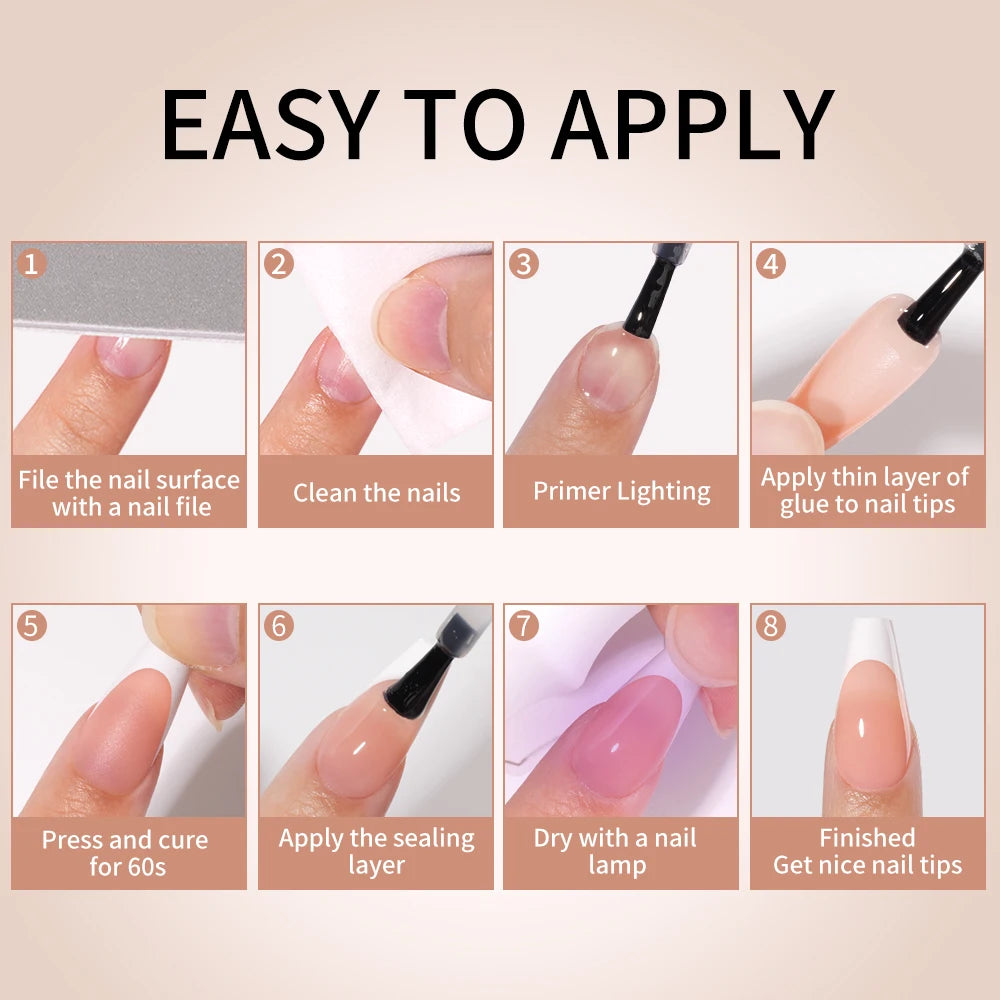 Private Label 270pcs Nude Pink Nail Tips Press on Gel Nails French White Tips Almond Coffin Handmade French Press on Nails Strip
