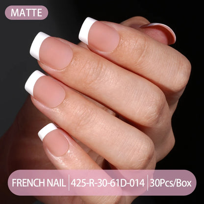 30pcs/box French Gel Nails Press on Nails