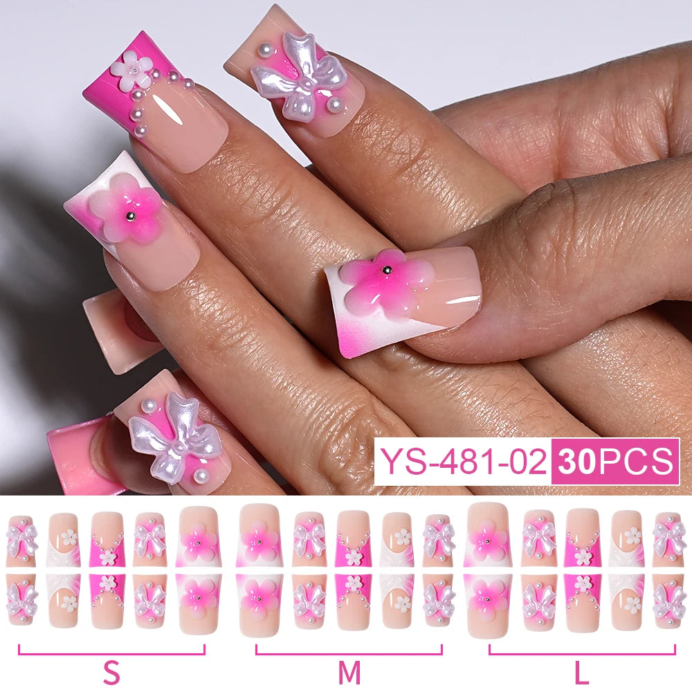 New Nail Supplier 30PCS Duck Feet Shape Nails 3D Luxury Finger Artificial French Design Acrylic Duck Press on Nails