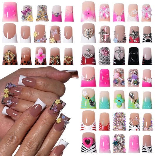 New Nail Supplier 30PCS Duck Feet Shape Nails 3D Luxury Finger Artificial French Design Acrylic Duck Press on Nails