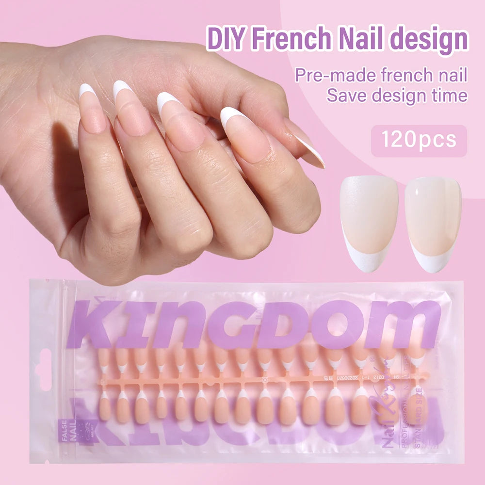150pcs Wholesale Press on Gel Nails French White Black Tips Private Label Almond Square Coffin French Press on Nails Strip