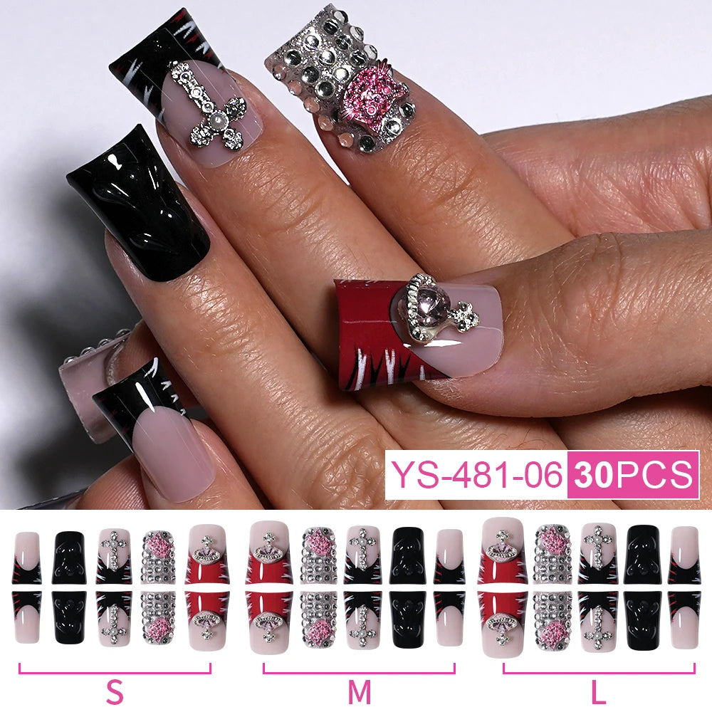 New Nail Supplier 30PCS Duck Feet Shape Nails 3D Luxury Finger Artificial French Design Acrylic Duck Press on Nails