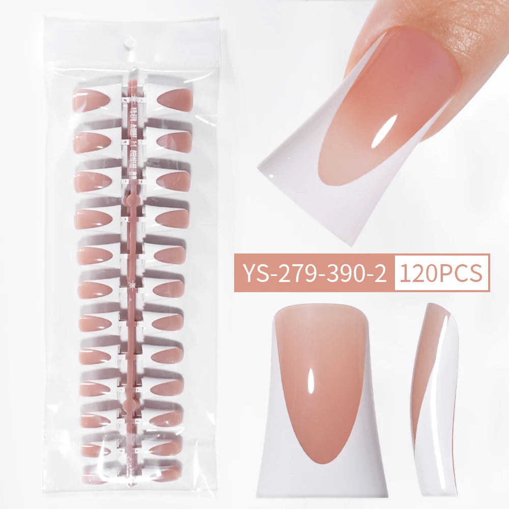 Wholesale OEM 120pcs Duck Nail French Tips White Full Cover Gel Handmade French Duck Nails Press on Nails