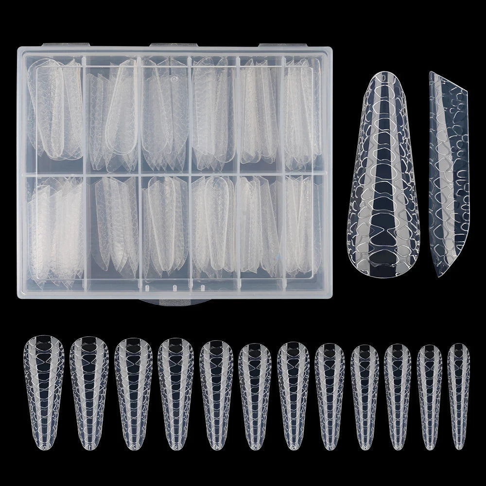 Private Label Custom Nail Mold Design Acrylic Quick Building Cobra Effect 3D Snake Pattern Extension Nail Dual Form
