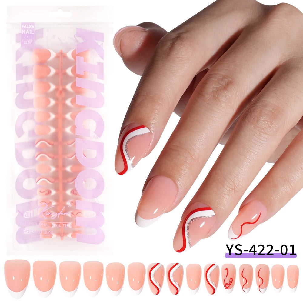 Wholesale OEM 120pcs French Reusable False Nails Ballet Designer Glitter Silver Handmade French Soft Gel Press on Nails Set