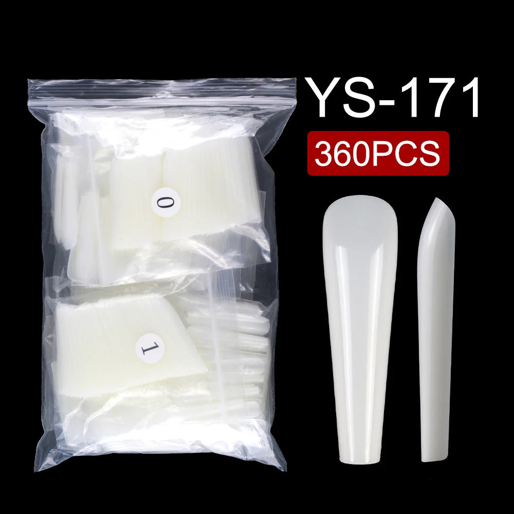 Nail Supplier 360pcs/Bag Plastic French Style Artificial Fingernails Long Coffin and Long Ballet Nail Tips