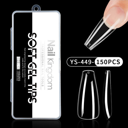 Wholesale False Nail Art Tips 15 Size Full Cover Traceless Transparent Clear Coffin Stiletto Square Almond Soft Gel Nail Tips