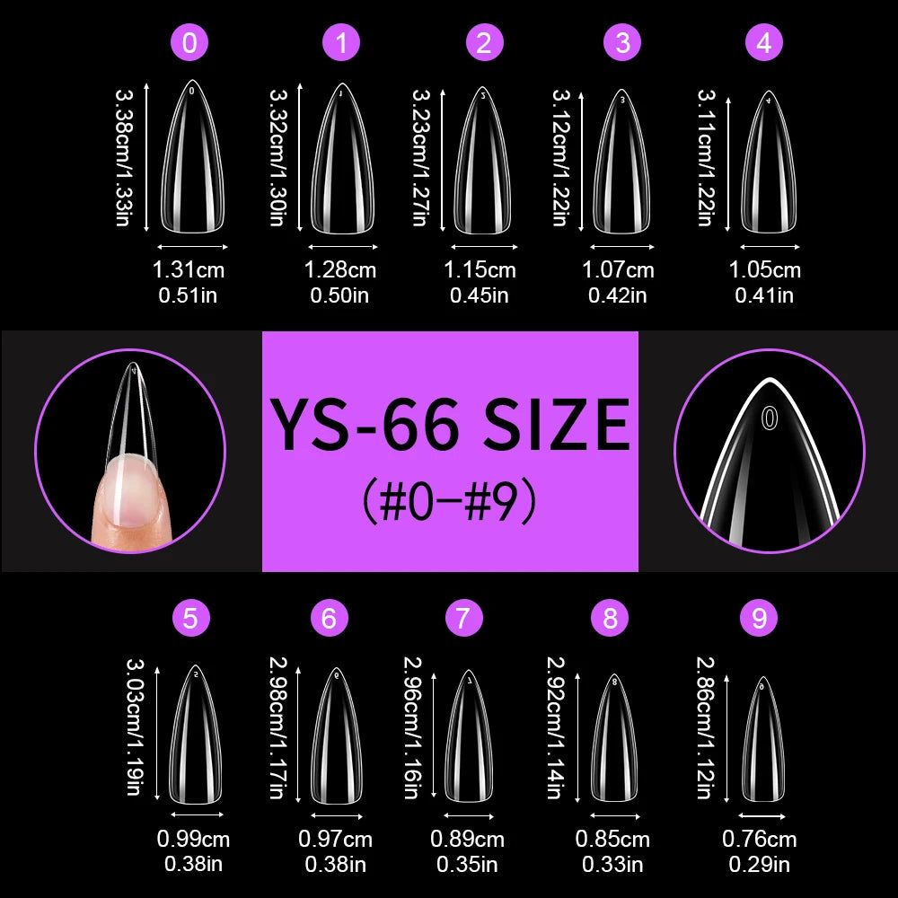 Nail Kingdom 480pcs 24Bags/Set Nail Tips Solid Color Clear Coffin/Square/Almond  Full Cover Nail Tips False Nail Wholesale