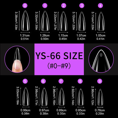 Nail Kingdom 480pcs 24Bags/Set Nail Tips Solid Color Clear Coffin/Square/Almond  Full Cover Nail Tips False Nail Wholesale