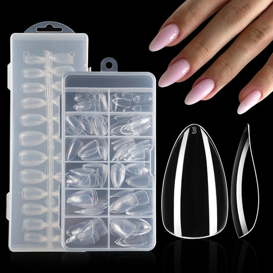Wholesale 120/240Pcs Full Cover Almond False Nail Tips Supplies Clear Extra Short Almond Nail Tips