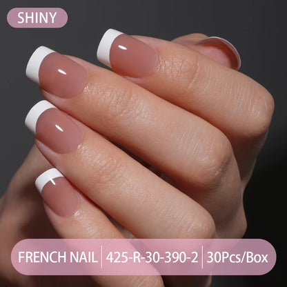 30pcs/box French Gel Nails Press on Nails