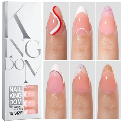 High Quality Glossy 120pcs French False Ballet Nails Tip Silver Design Soft Gel Nails Press on French Tips for Nail Art Salon