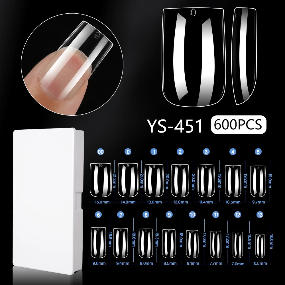 New Soft Gel X 600 Pcs 15sizes Nails No C Curve Full Cover Acrylic Nail Tips  Wholesale Almond Square Coffin Suppliers Nail Tips
