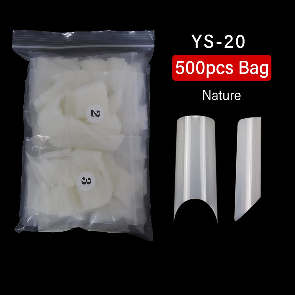 High Quality Nail Art Salon Practice Half Cover Square False Nails Tips French Acrylic False Nail Tips 500pcs Bag