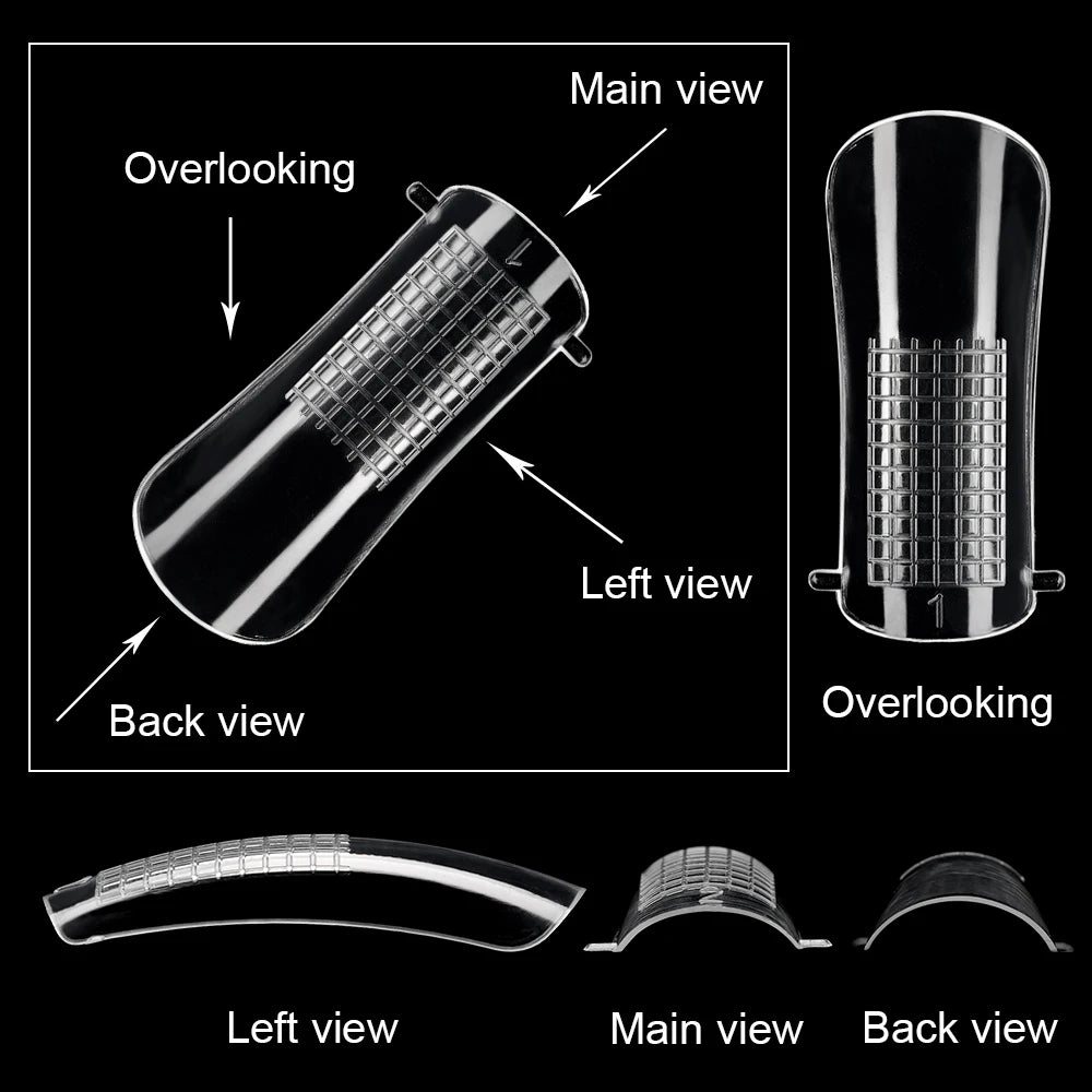 Wholesale Factory 60pcs Plastic Nail Art Mould Tips Clear Quick Building Extension Tool Stiletto Almond Square Nail Forms