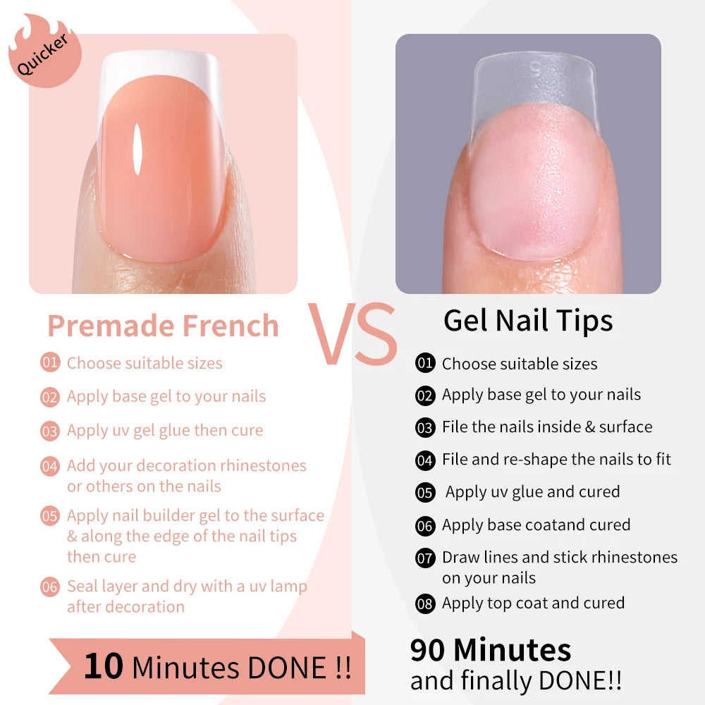 Wholesale Private Label 32pcs French False Nails Soft Gel X Nail Tips Full Cover Nude Pink Nails Press on French Tip