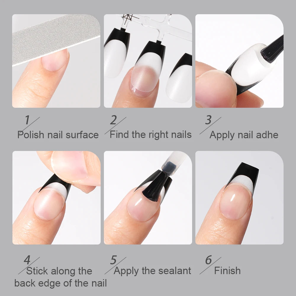Nail Manufacturer OEM 120pcs French Design Full Matte French Medium Short Ballerina Almond Oval Coffin French Tip Press on Nails