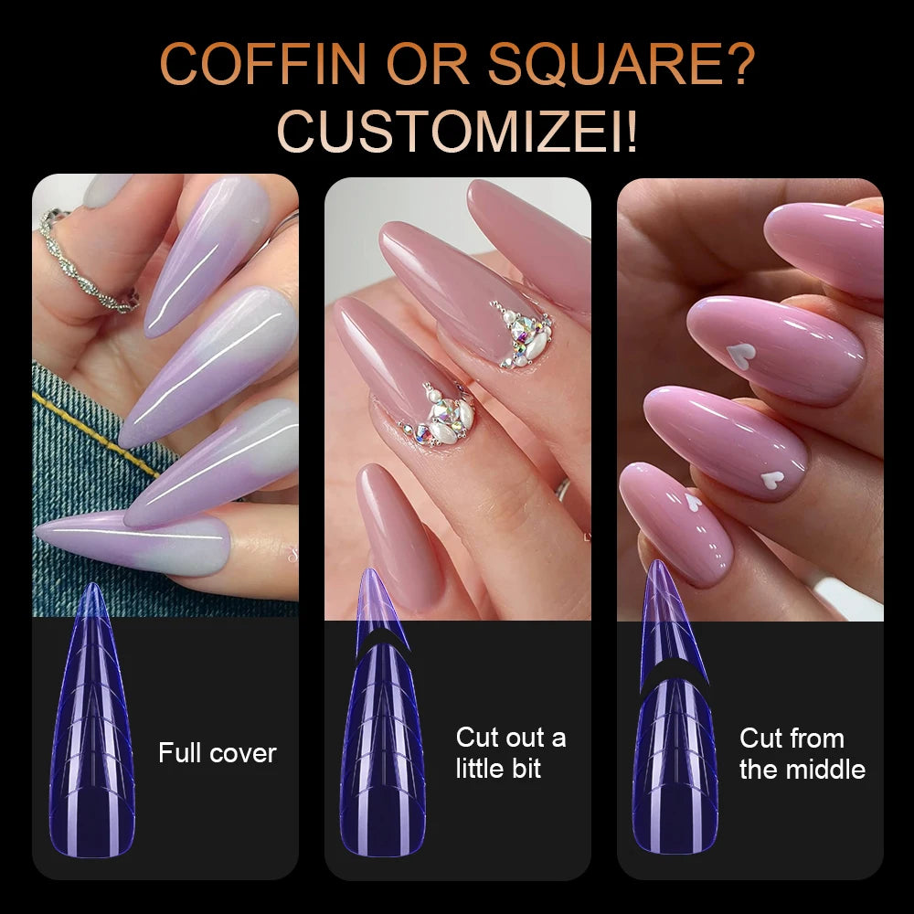 Custom Logo 294pcs Quick Building Dual Forms Nails Tips Nail Mold Set Mixed Color French Plastic Nail Extension Forms Set